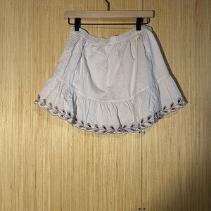American Eagle Outfitters Light Mauve Eyelet-Trim Ruffle Mini Skirt